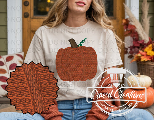 Faux crochet fall pumpkin