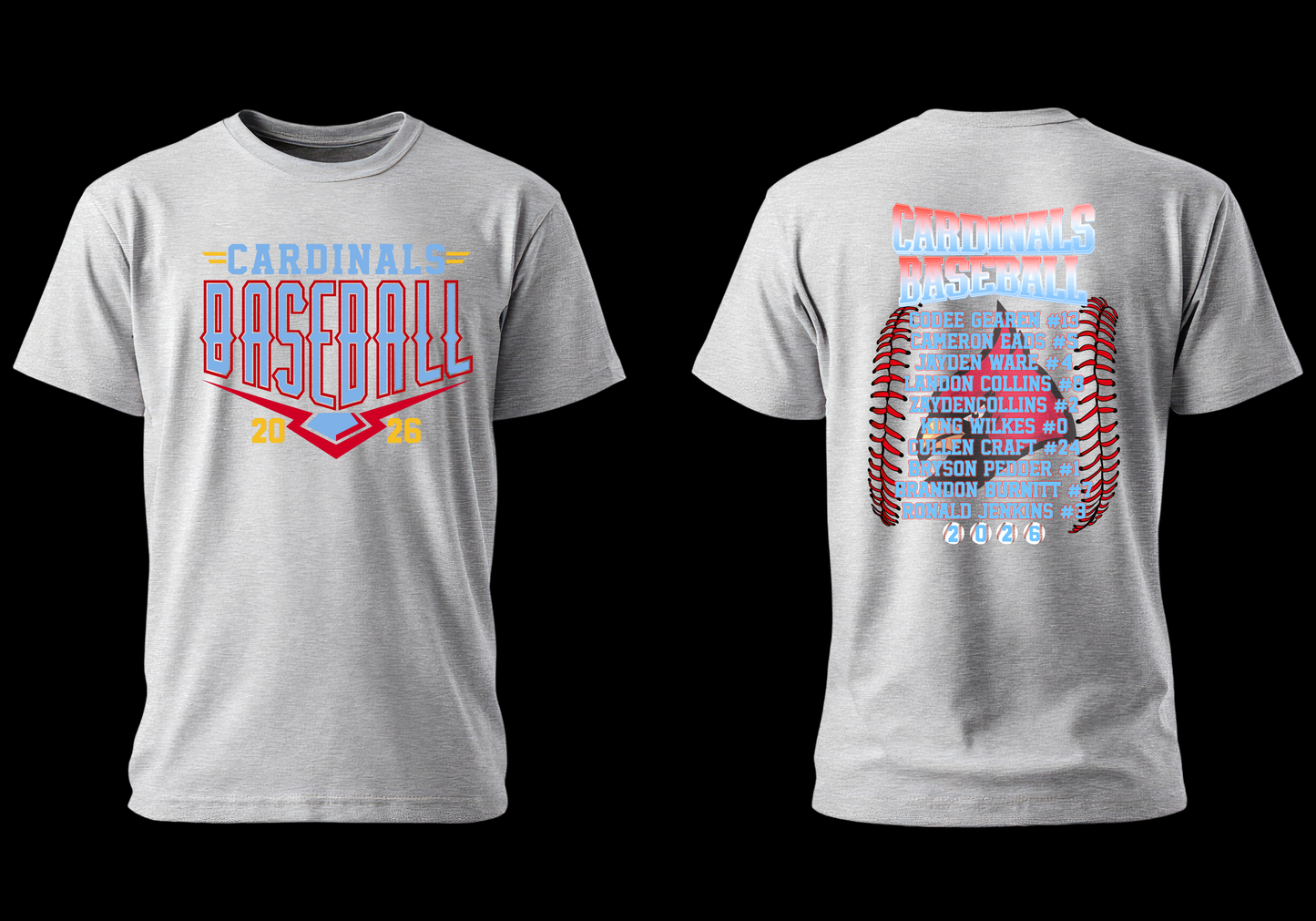 CARDINALS BASEBALL ROSTER TEES 2026: baby/youth