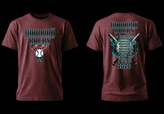 DBACKS BASEBALL ROSTER TEES 2026: baby/youth