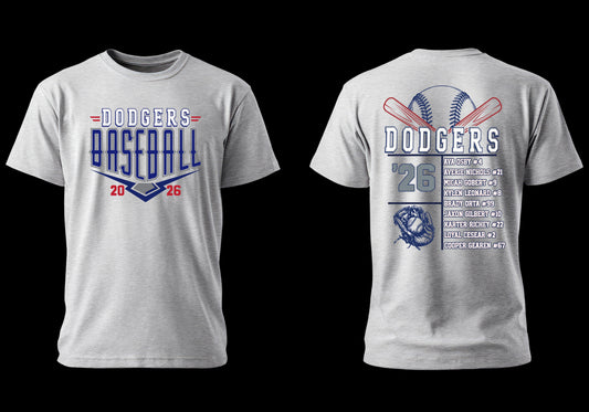 DODGERS TBALL ROSTER TEES 2026: baby/youth