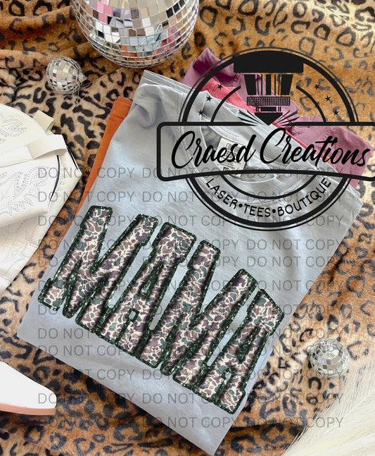 Duck camo Faux puff mama