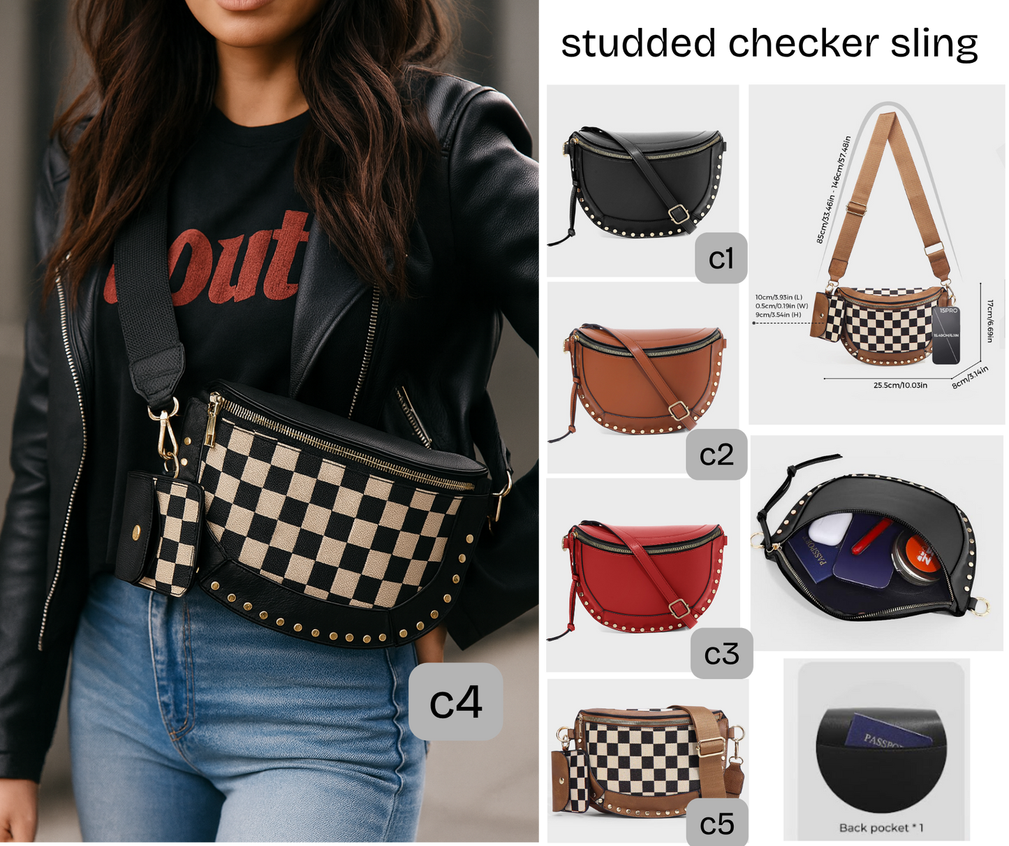 PREORDER: Studded Checker Sling 12.1.25 OSYM