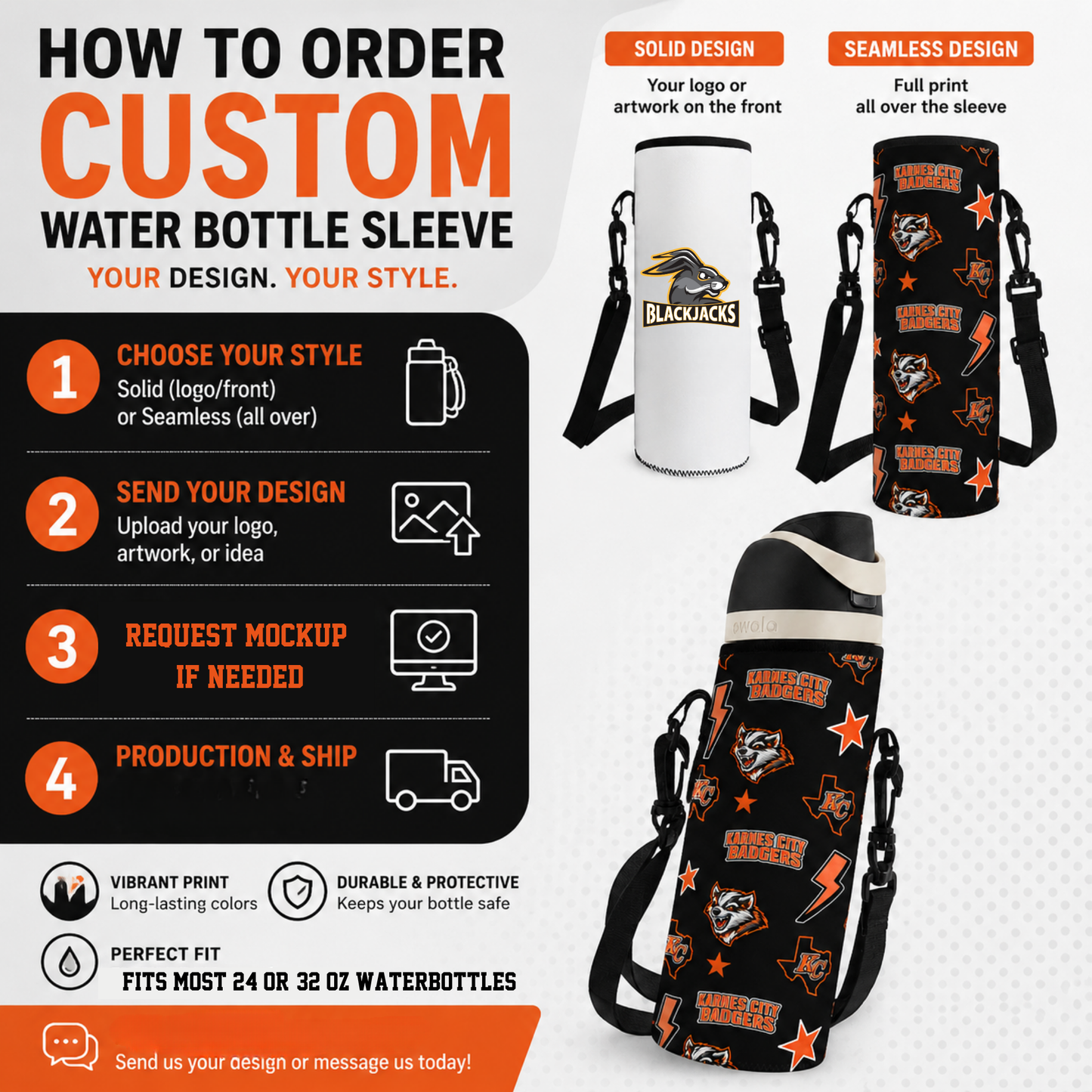 PREORDER: Custom Water Bottle Sleeves (Seamless) 6.29.26