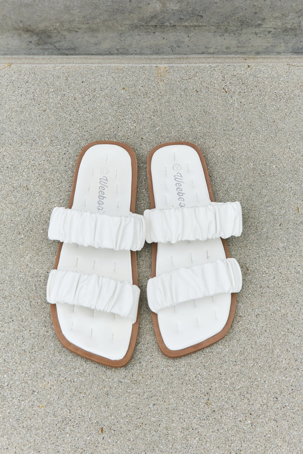 Weeboo Double Strap Scrunch Sandal in White