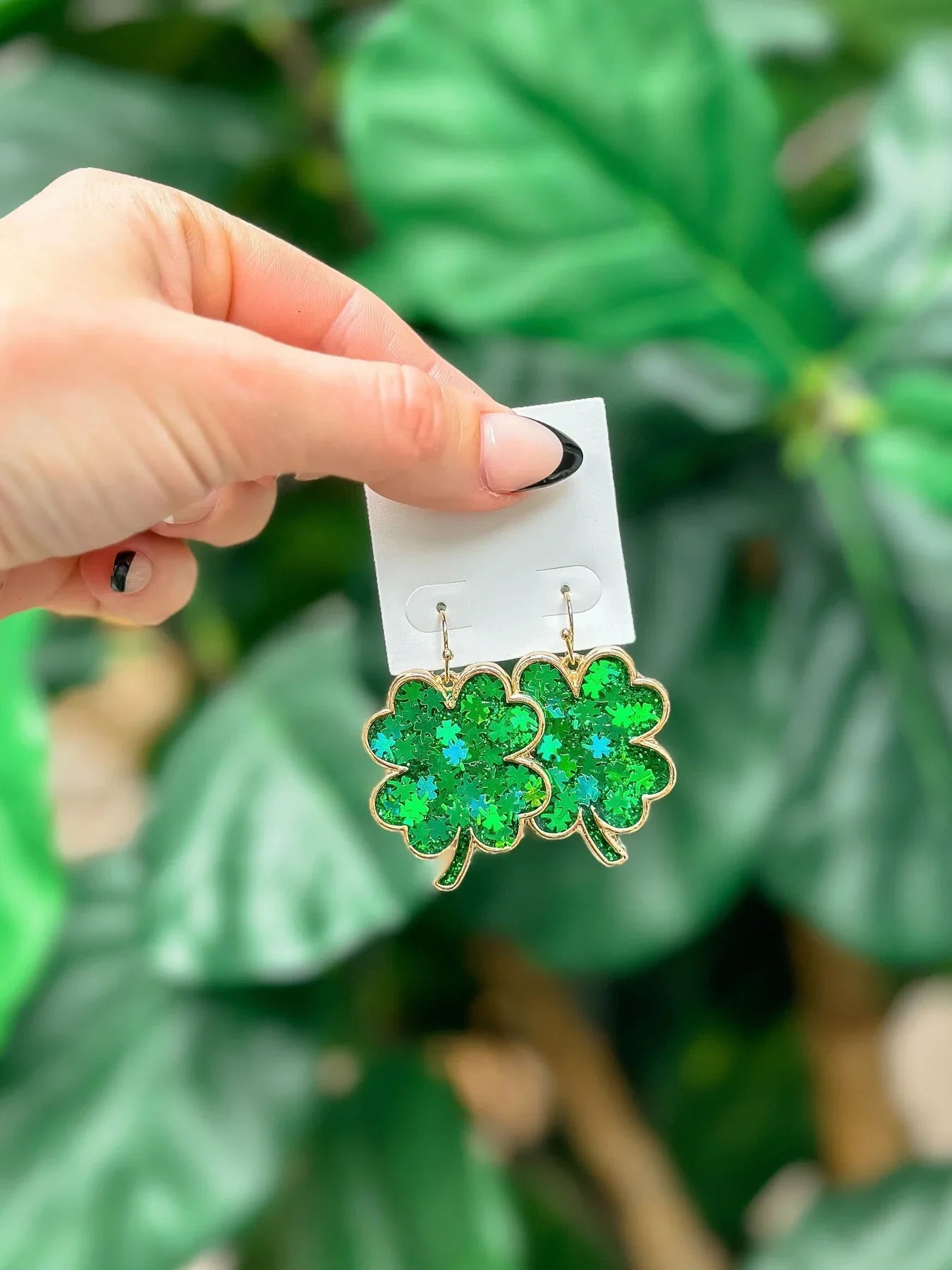 PREORDER: Confetti Glitter Clover Dangle Earrings