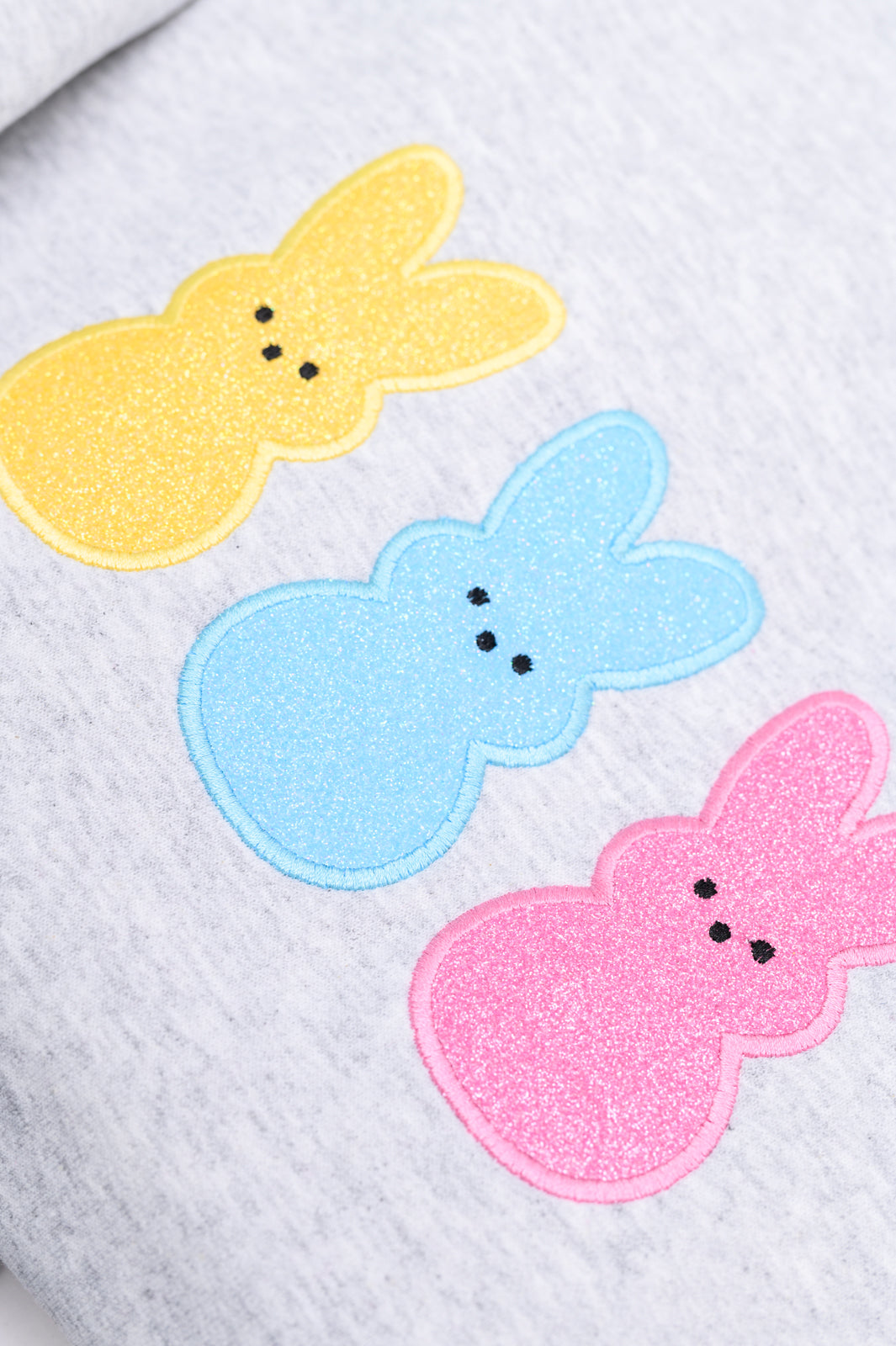 PREORDER: Embroidered Glitter Sweatshirt in Multicolor Bunnies